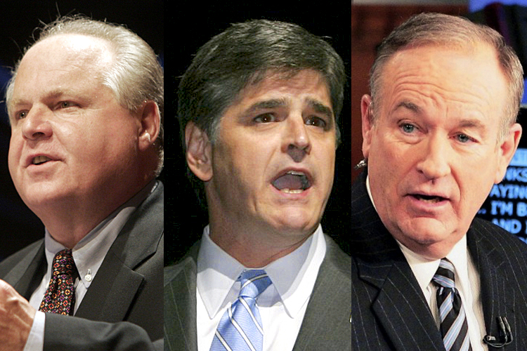 Rush Limbaugh, Sean Hannity, Bill O'Reilly (Reuters/Micah Walter/AP/Douglas C. Pizac)