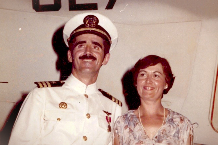 Cmdr. Peter Rodrick and Barbara Rodrick, July 4, 1979. VAQ-135 Change of Command Ceremony (Courtesy of Stephen Rodrick)
