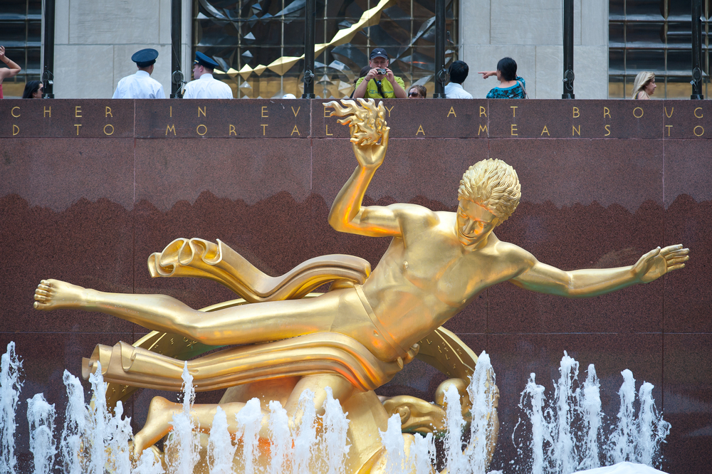 Prometheus statue at Rockefeller Center on 5th Avenue in New York City. (<a href='http://www.shutterstock.com/gallery-438058p1.html'>pio3</a> via <a href='http://www.shutterstock.com/'>Shutterstock</a>)