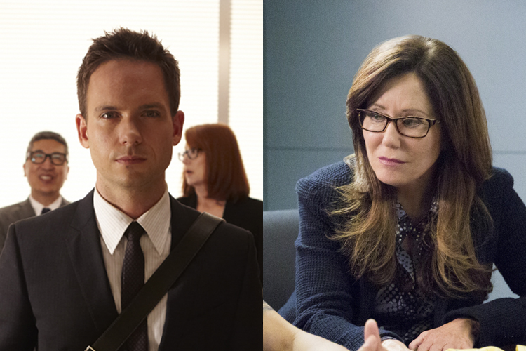 Patrick J. Adams as Mike Ross in "Suits", Mary McDonnell as Sharon Raydor in "Major Crimes" (USA Network/Ian Watson/TNT/Doug Hyun)