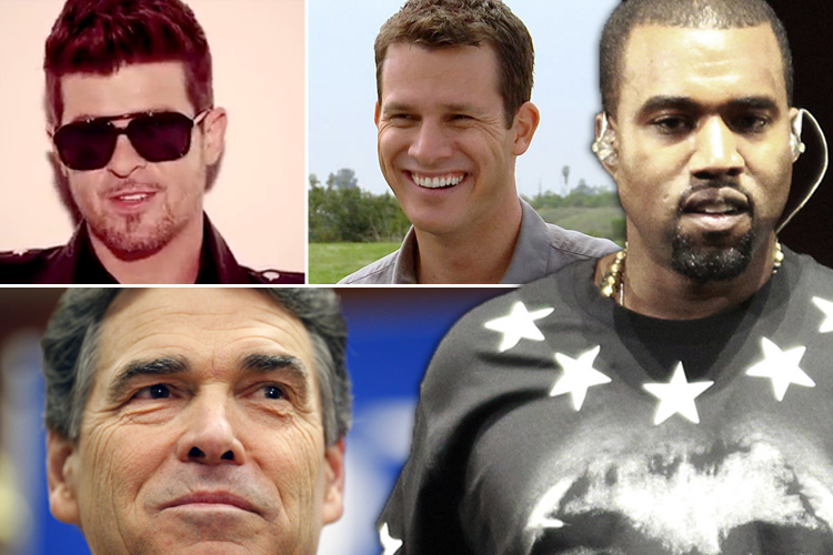 Robin Thicke, Daniel Tosh, Kanye West, Rick Perry (Comedy Central/Reuters/Chris Keane/AP/Julio Cortez)
