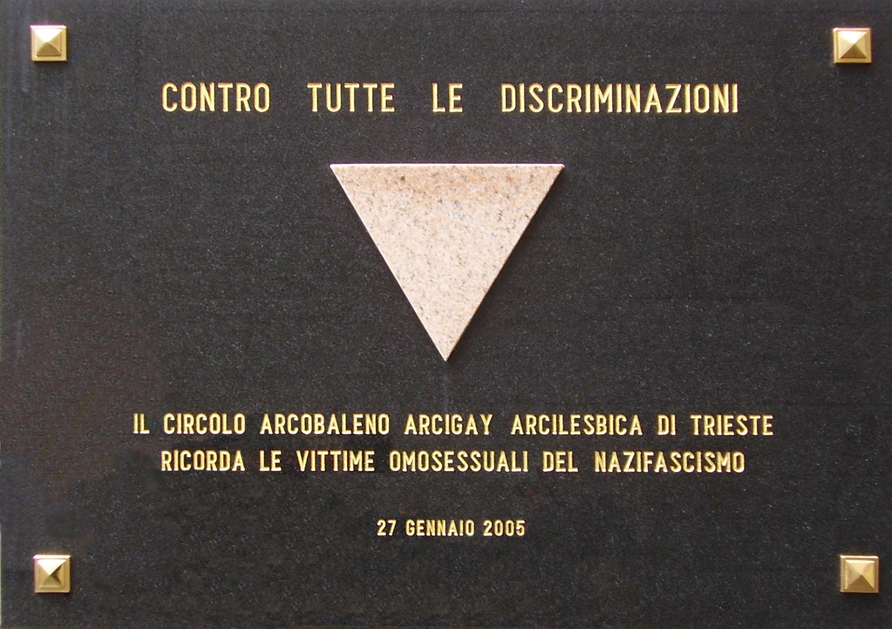 Memorial to gay victims of the Holocaust in Risiera di San Sabba (Wikimedia Commons)
