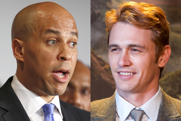Cory Booker, James Franco (Reuters/Neil Hall)
