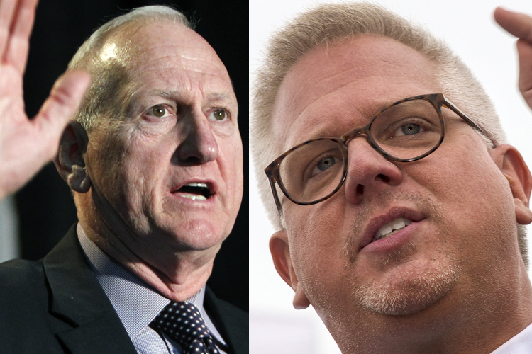 Retired Lt. General William Boykin, Glenn Beck (AP/Ed Andrieski/Jeff Malet, maletphoto.com)