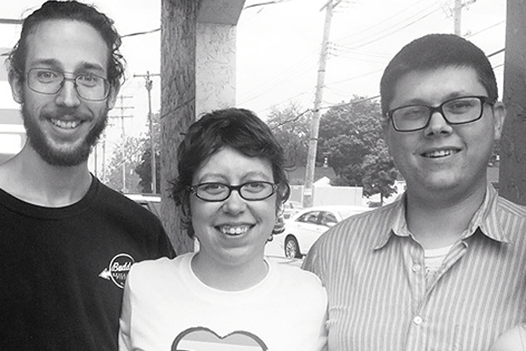 The author with her first husband, right, and boyfriend, left.