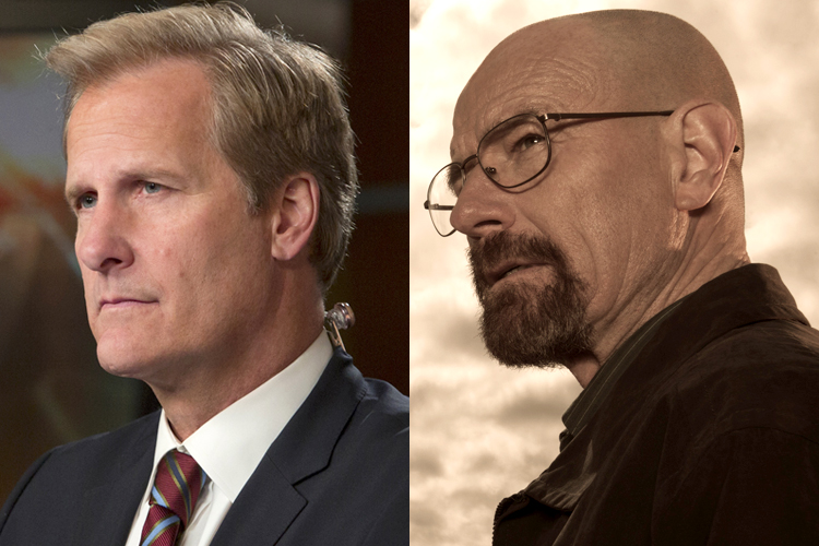 Jeff Daniels in "The Newsroom," Bryan Cranston in "Breaking Bad" (HBO/AMC)