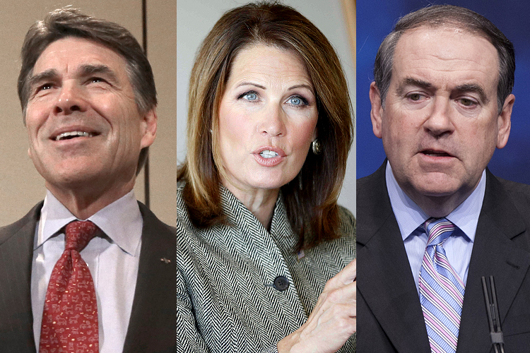 Rick Perry, Michele Bachmann, Mike Huckabee (AP/Lm Otero/Stacy Bengs/J. Scott Applewhite)