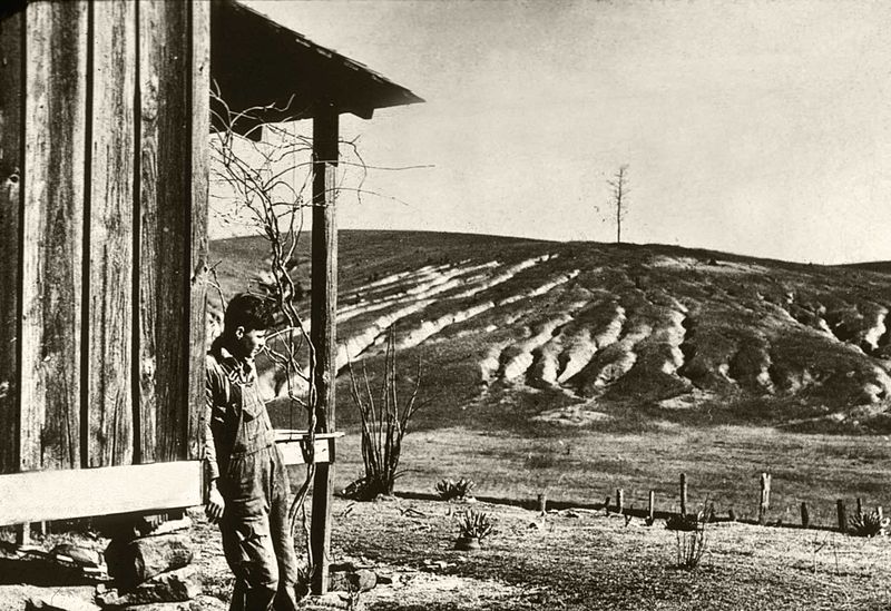 Severely eroded farmland during the Dust Bowl, circa 1930's (U.S. Department of Agriculture)
