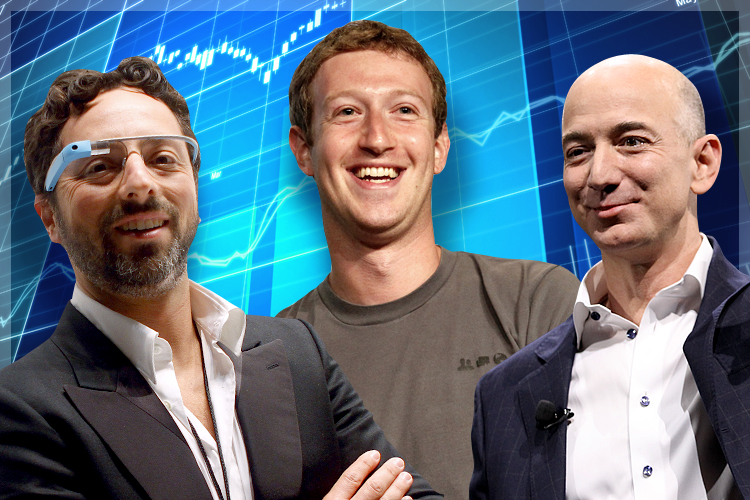 Sergey Brin, Mark Zuckerberg, Jeff Bezos (Reuters/Carlo Allegri/Beck Diefenbach/AP/Matt Sayles/<a href='http://www.shutterstock.com/gallery-518599p1.html'>AshDesign</a> via <a href='http://www.shutterstock.com/'>Shutterstock</a>/Salon)