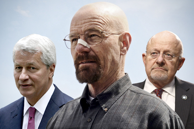 Jamie Dimon, Walter White, James Clapper (AMC/Ursula Coyote/Reuters/Gary Cameron/Jason Reed)