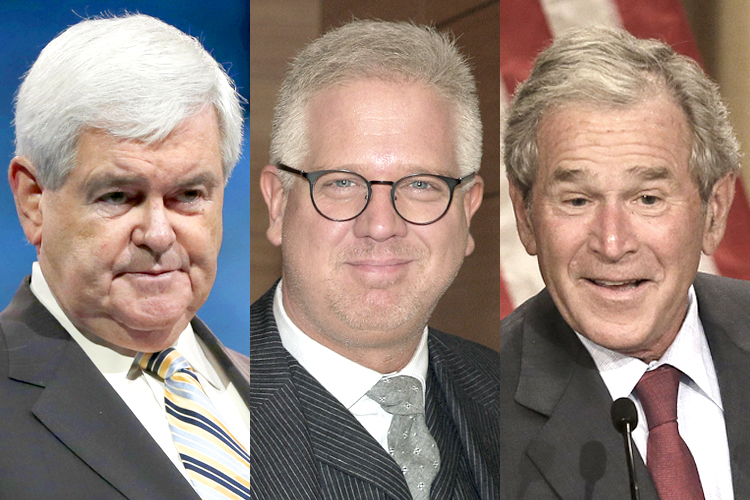 Newt Gingrich, Glenn Beck, George W. Bush (AP/Carolyn Kaster/AP/Andy Kropa/AP/LM Otero)