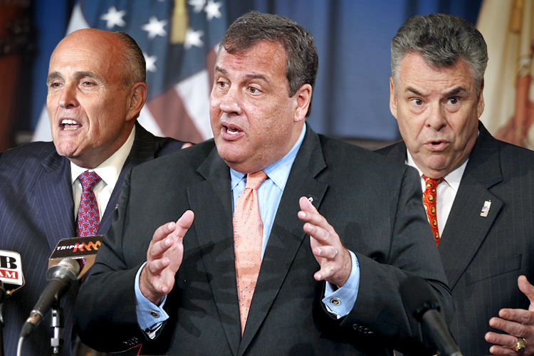 Rudy Giuliani, Chris Christie, Peter King (AP/Rick Rycroft/Rich Schultz/Harry Hamburg)