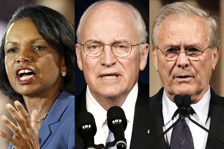 Condoleezza Rice, Dick Cheney, Donald Rumsfeld (AP/Mark Duncan/Matt York/Wally Santana)