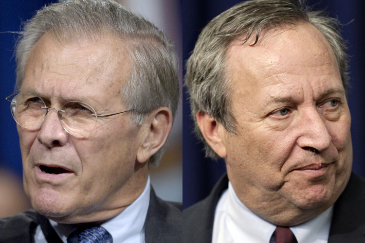 Donald Rumsfeld, Lawrence Summers (Reuters/Jonathan Ernst/AP/J. Scott Applewhite)