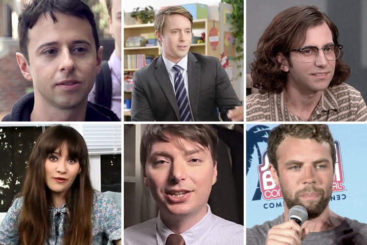 Clockwise, from top left: John Milhiser, Beck Bennett, Kyle Mooney, Noël Wells, Mike O’Brien, Brooks Wheelan