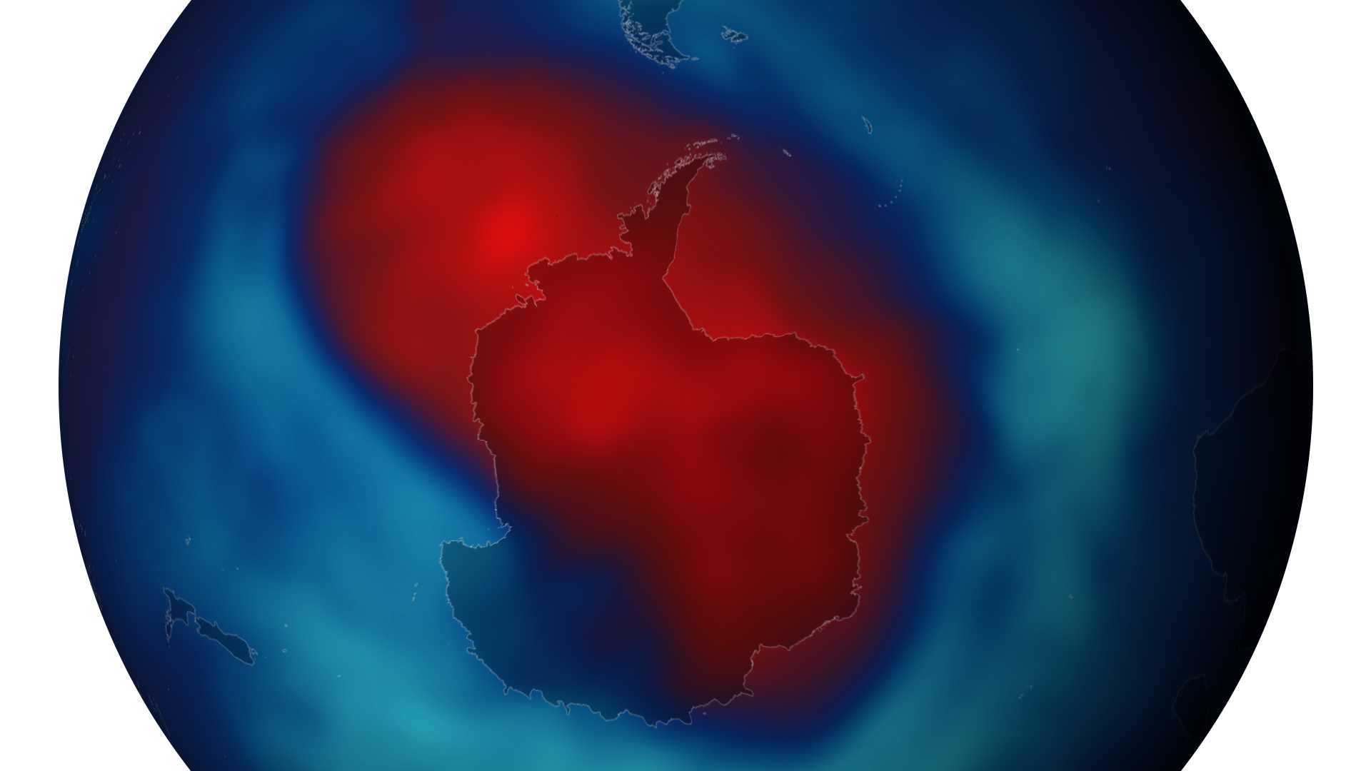 The ozone hole at its maximum annual size on September 26, 2013. (NOAA Environmental Visualization Laboratory)