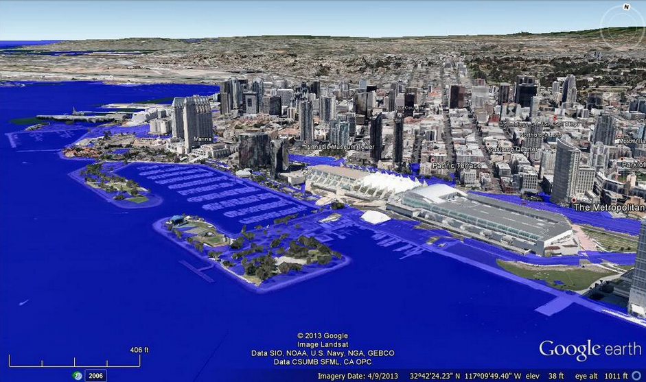 San Diego at 5 meters sea level rise (@SFriedScientist/Twitter)