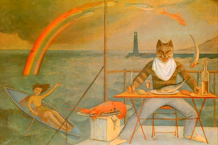 "The Mediterranean Cat" by Balthus (Wikimedia)