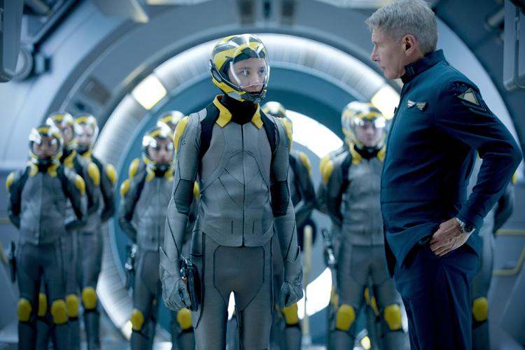 Asa Butterfield and Harrison Ford in "Ender's Game"
