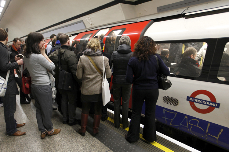 Travellers on the tube train in London (Reuters/Andrew Winning)