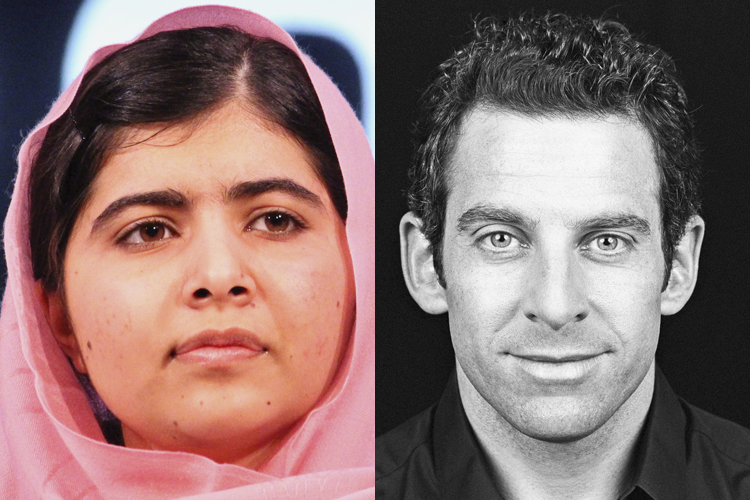 Malala Yousafzai, Sam Harris (Reuters/Hoda Emam/AP/Sara Allen)