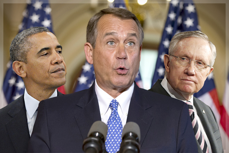 Barack Obama, John Boehner, Harry Reid (Reuters/Andrew Burton/AP/J. Scott Applewhite/Reuters/Jonathan Ernst/Photo collage by Salon)