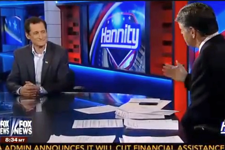 Anthony Weiner, Sean Hannity (Fox News)