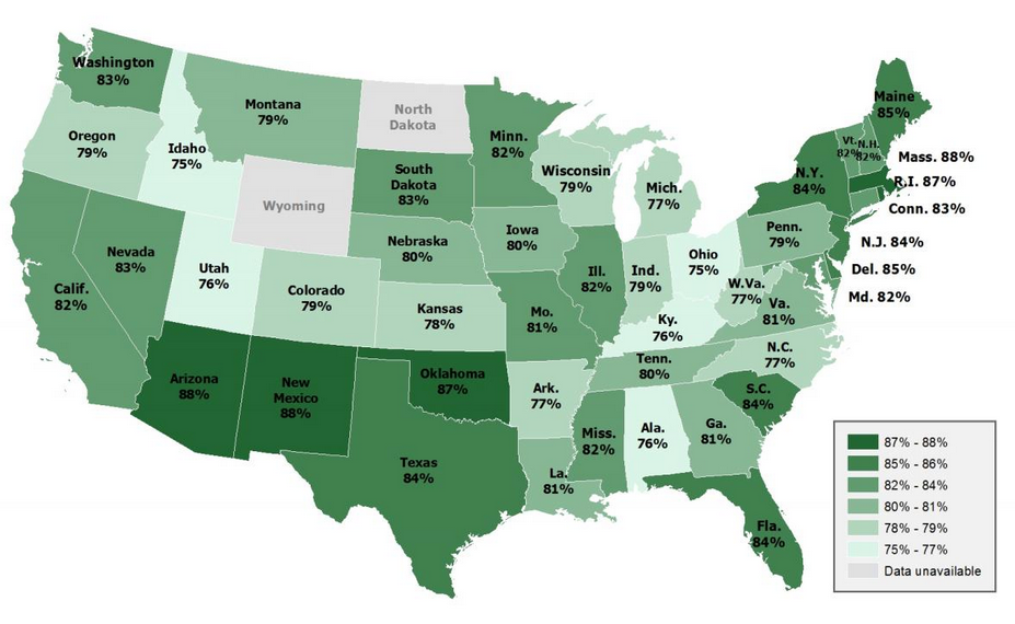Percentage of Americans who believe global warming has been happening. (Stanford Geospatial Center)