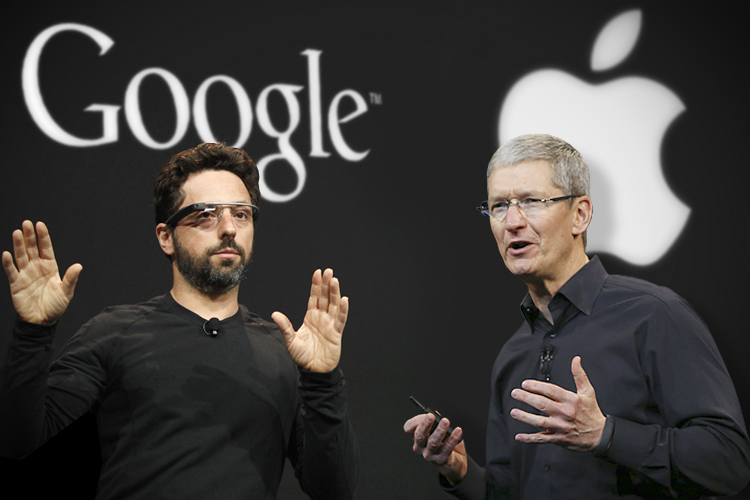 Sergey Brin, Tim Cook (Reuters/Stephen Lam/Robert Galbraith)