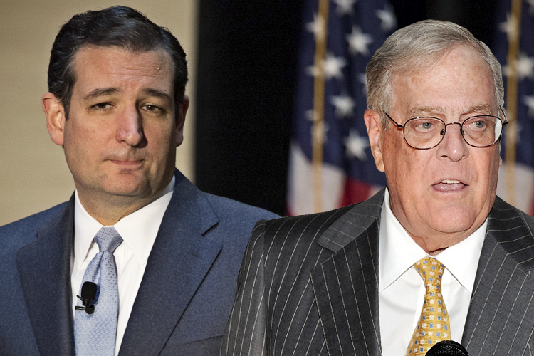 Ted Cruz, David Koch (AP/Scott Morgan/Evan Agostini/Photo collage by Salon)