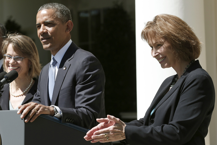 Barack Obama announces nominees to fill vacancies on the United States Court of Appeals for the District of Columbia, June 4, 2013, including Patricia Ann Millett (R). (Reuters/Kevin Lamarque)