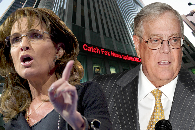 Sarah Palin, David Koch (AP/Carolyn Kaster/Evan Agostini/Mark Lennihan)