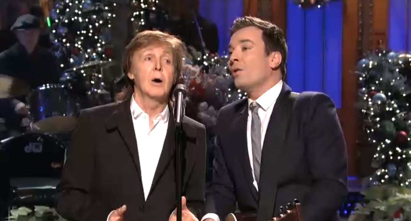 Sir Paul McCartney and Jimmy Fallon sing a duet on Saturday Night Live. (Screnshot, NBC)
