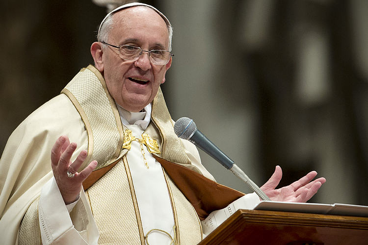 Pope Francis celebrates a Mass in St. Peter's Basilica, at the Vatican, Saturday, Nov. 23, 2013. (AP Photo/Andrew Medichini) (Andrew Medichini)