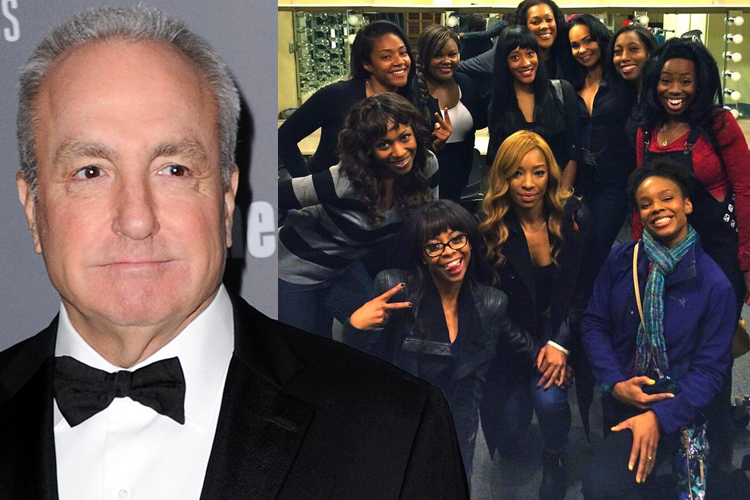 Lorne Michaels and the eleven women who auditioned for "SNL" (AP/Jordan Strauss/flickr/Gabrielle Dennis Twitter)
