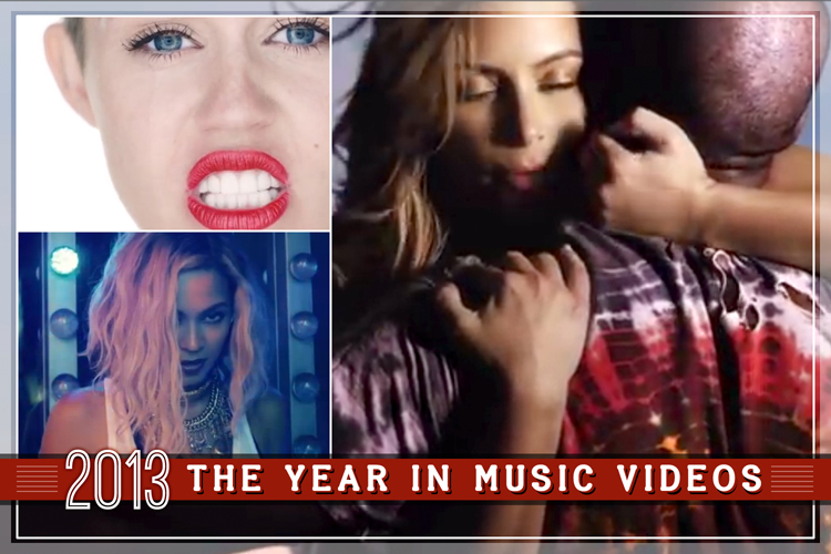 Clockwise from top left: Miley Cyrus' "Wrecking Ball," Kanye West's "Bound 2," Beyoncé's "XO"