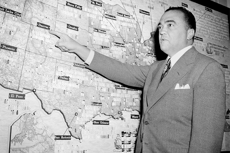J. Edgar Hoover, in his office in the Department of Justice Building in Washington, Sept. 24, 1942. (AP)
