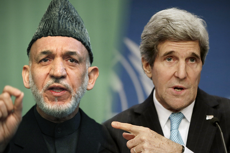 Hamid Karzai, John Kerry (Reuters/Mohammad Ismail/Gary Cameron)