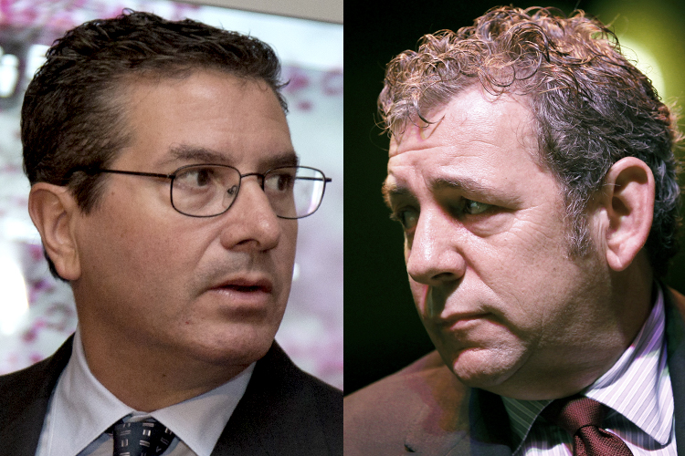 Daniel Snyder, owner of the Washington Redskins; James Dolan, executive chairman of the Madison Square Garden Co. (AP/Carolyn Kaster/Reuters/Mike Segar)