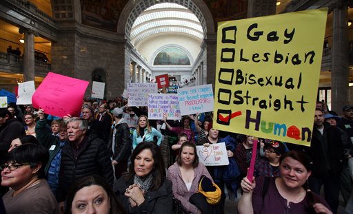 Supporters of equal marriage protest in Utah. (AP)