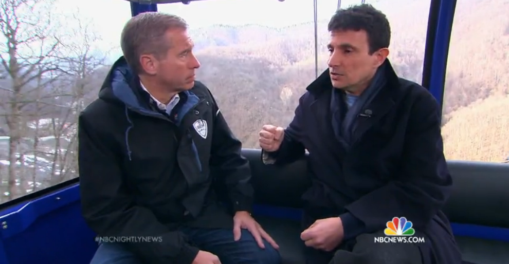 Brian Williams (left) and David Remnick on "NBC Nightly News" (NBC News)
