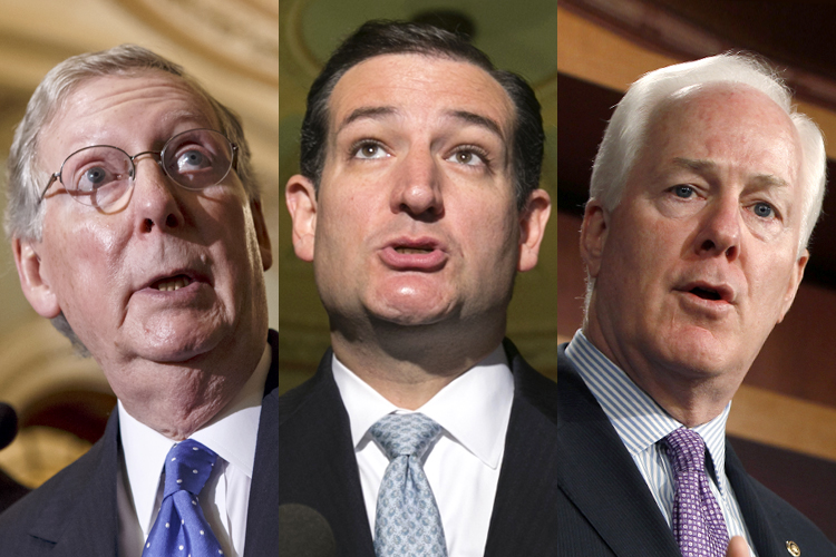 Mitch McConnell, Ted Cruz, John Cornyn (AP/J. Scott Applewhite/Reuters/Kevin Lamarque/Hyungwon Kang)