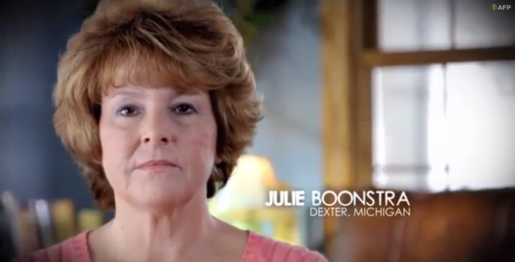 Julie Boonstra, Americans for Prosperity (<a href="http://youtu.be/Kpjyr1x7mC0">Screen shot, Americans for Prosperity</a>)