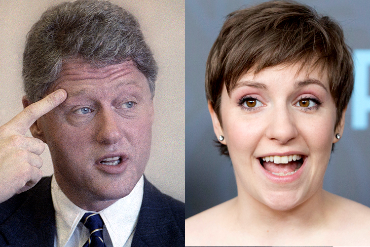 Bill Clinton, Lena Dunham (AP/Charles Rex Arbogast/Reuters/Andrew Kelly)