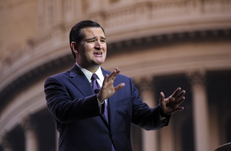 Sen. Ted Cruz, R-Texas speaks at the Conservative Political Action Committee annual conference, Thursday, March 6, 2014, in National Harbor, Md. Thursday marks the first day of the annual Conservative Political Action Conference, which brings together prospective presidential candidates, conservative opinion leaders and tea party activists from coast to coast. (AP Photo/Susan Walsh)
