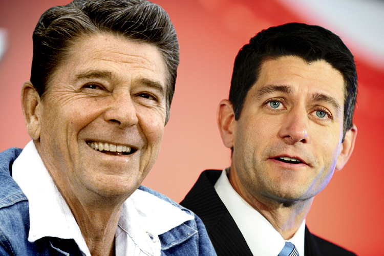 Ronald Reagan, Paul Ryan (Reuters/Mary Calvert/photo collage by Salon)
