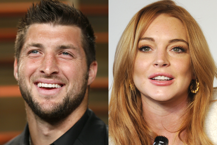 Tim Tebow, Lindsay Lohan (Reutesr/Danny Moloshok/AP/Chris Pizzello)