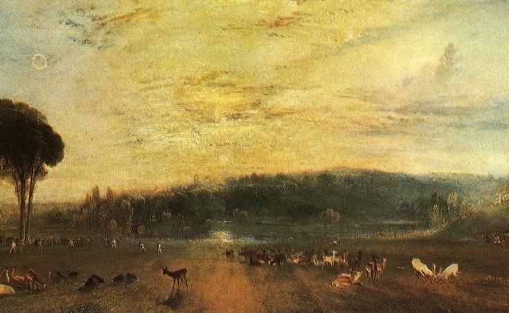 The Lake, Petworth: Sunset, Fighting Bucks, by J. M. W. Turner, one of the paintings used in the study (European Geosciences Union)