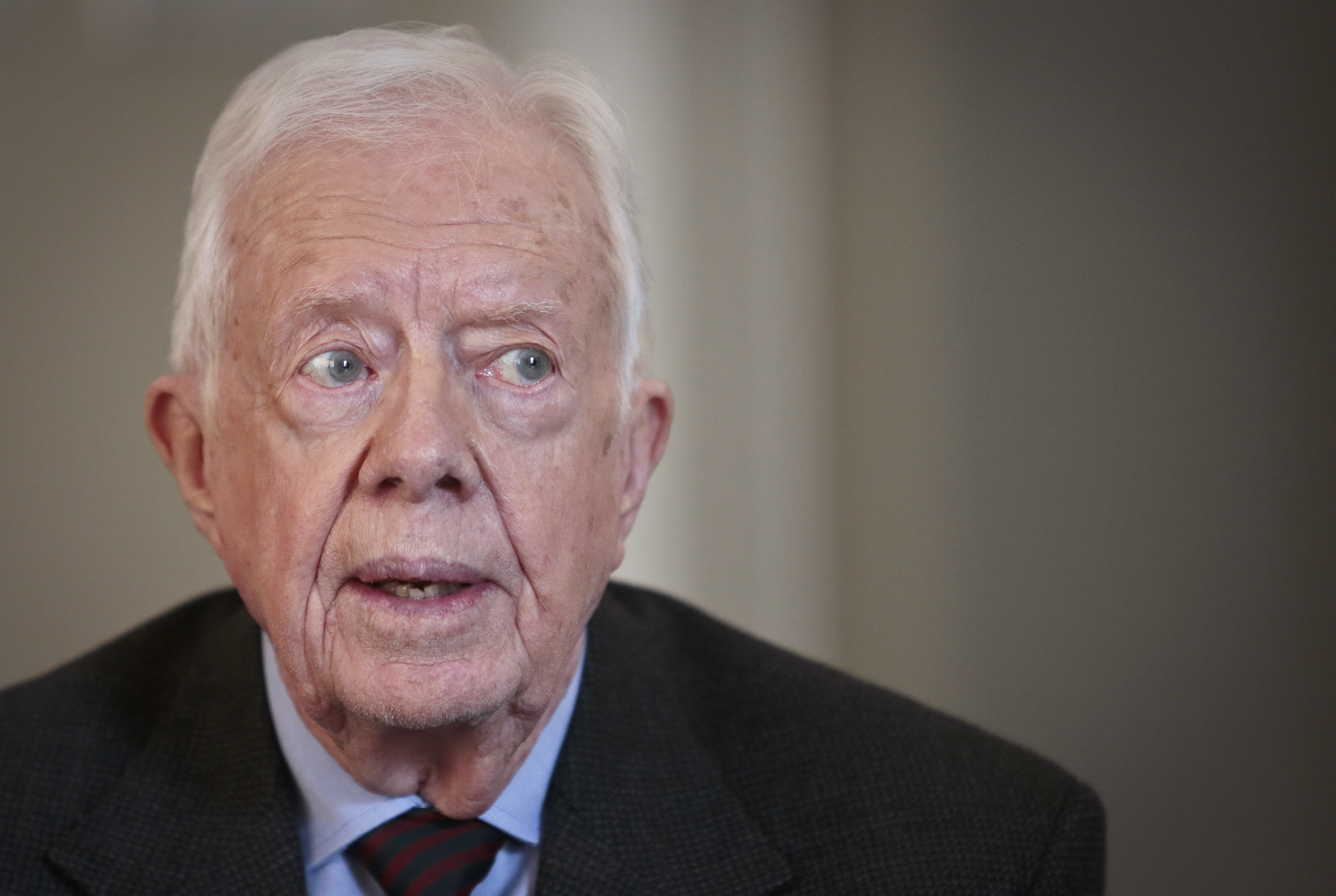 Former U.S. President Jimmy Carter  speaks during an interview on Monday March 24, 2014 in New York.  (AP Photo/Bebeto Matthews) (AP)