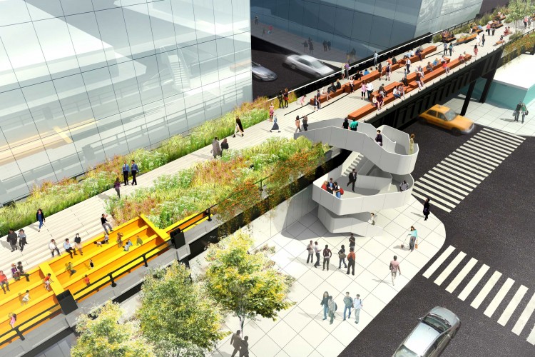 An artist's rendering provided by Friends of the High Line of the High Line park in Manhattan (Associated Press)